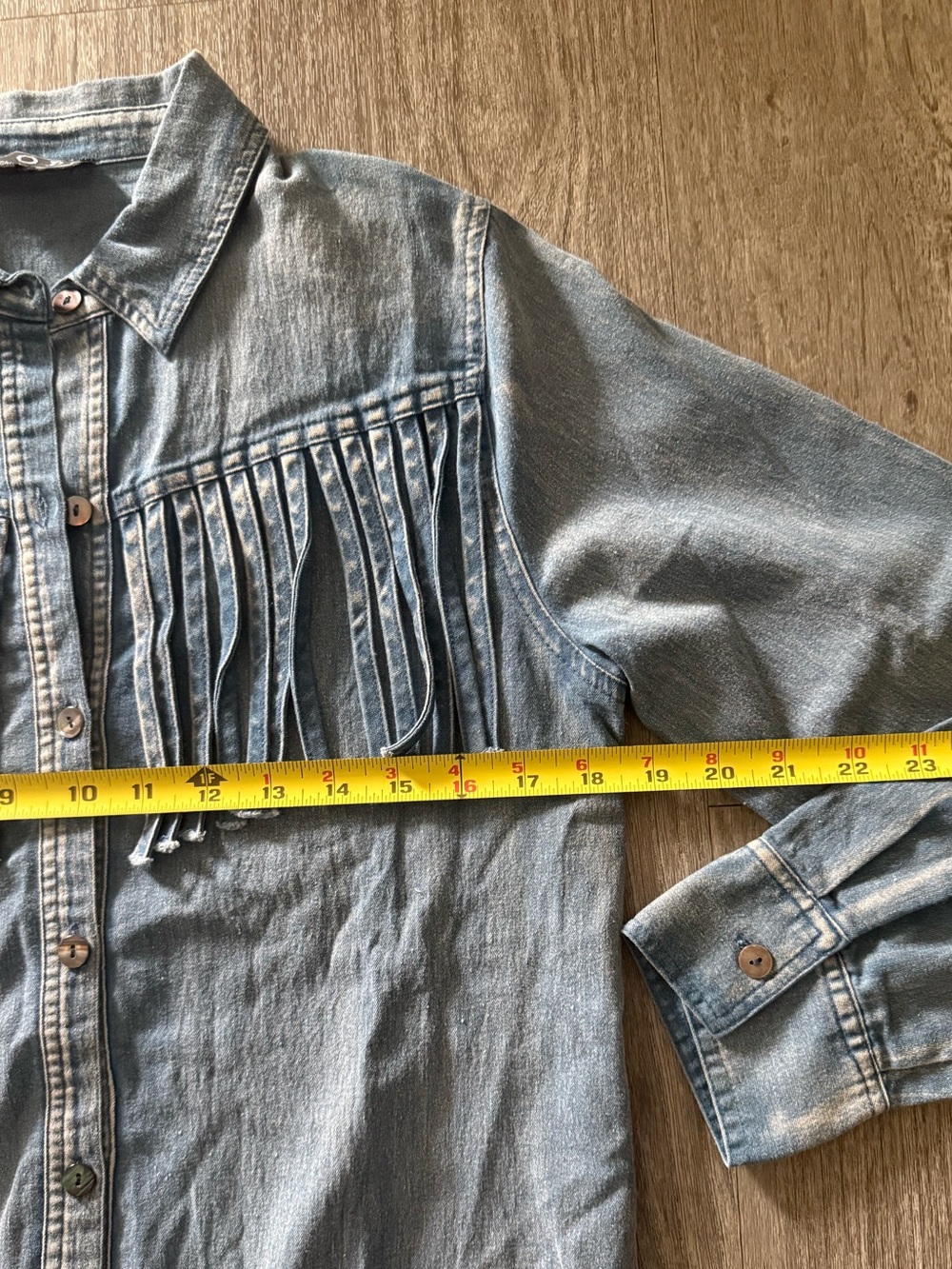 POL Denim Fringe Button Down Shirt - Picture 4 of 8